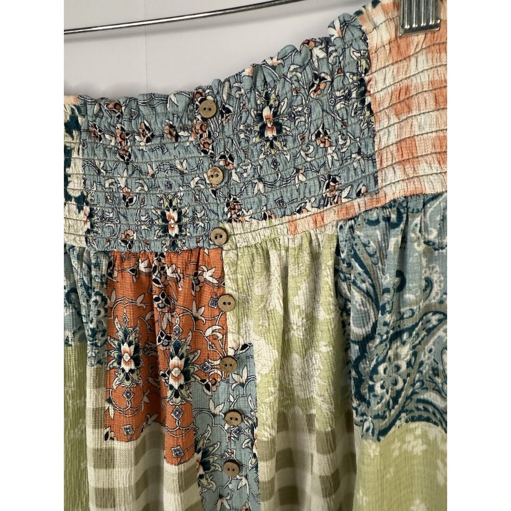 Cato Patchwork Button Front Maxi Skirt Size L Boh… - image 2